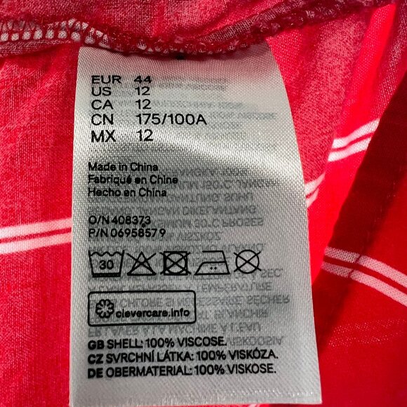 H&M Divided Red & White Striped Tie-Front Blouse – Size 12 - Picture 5 of 7